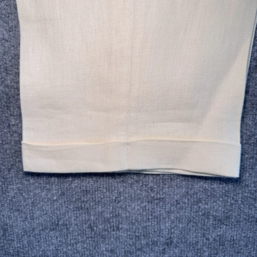 VTG Polo University Ralph Lauren Linen Trousers 42x30(37x29) Cream Herringbone